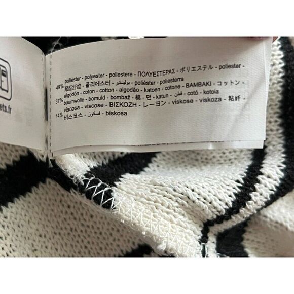 Zara Womens Rustic Sweater M Black White Knit Striped Pullover 2298/651 NWT - Picture 7 of 11